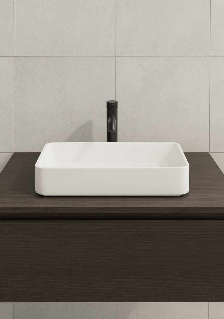 Lavatório de Pousar Rectangular - White Glacier Brilho - KCER