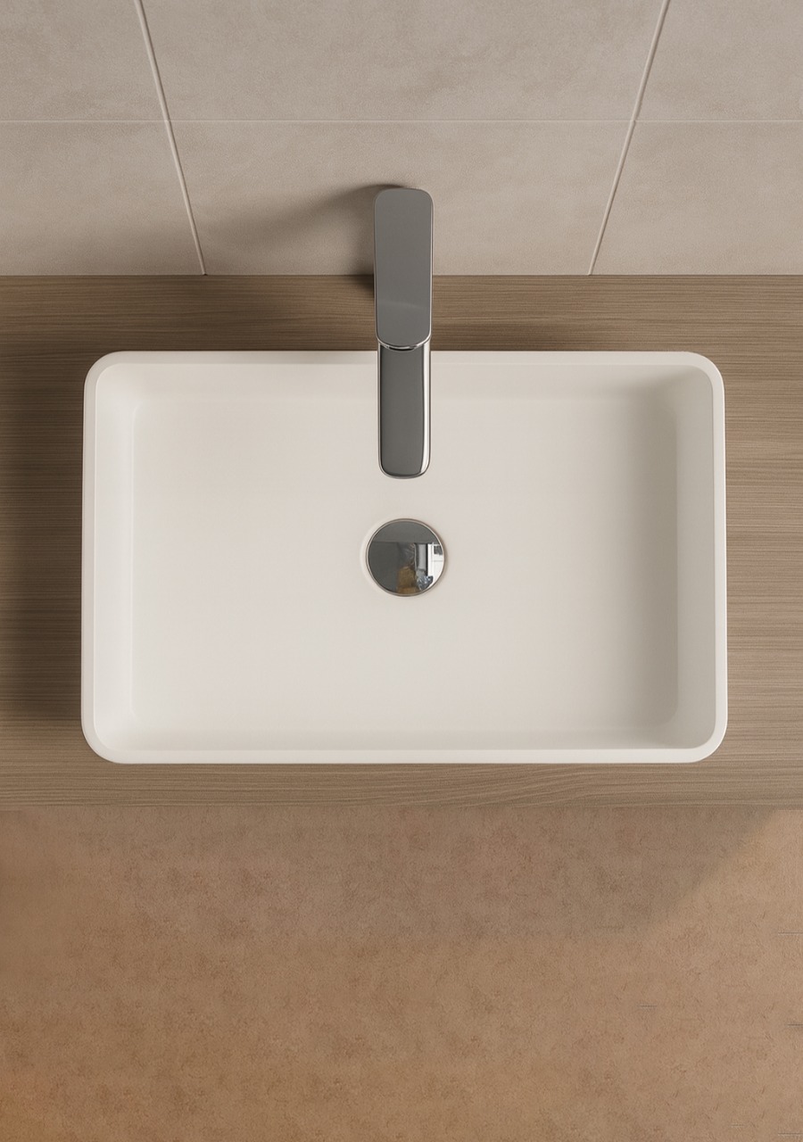 Lavatório de Pousar Rectangular - White Glacier Brilho - KCER